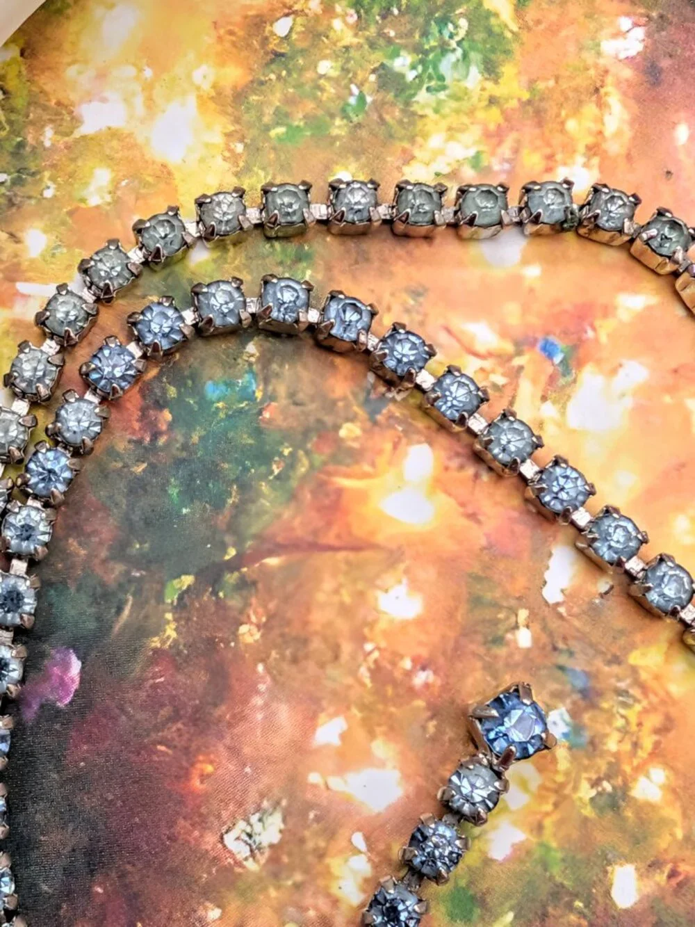 1930's - 1940's Art Deco Style Icy Blue Rhinestone Choker Necklace